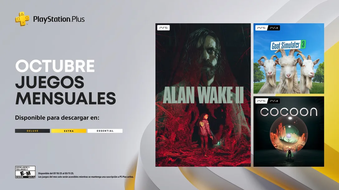 Tres Juegos Imperdibles Llegan Gratis a PlayStation Plus: Descubre la Pesadilla de Alan Wake 2, la Locura de Goat Simulator 3 y los Misterios de Cocoon